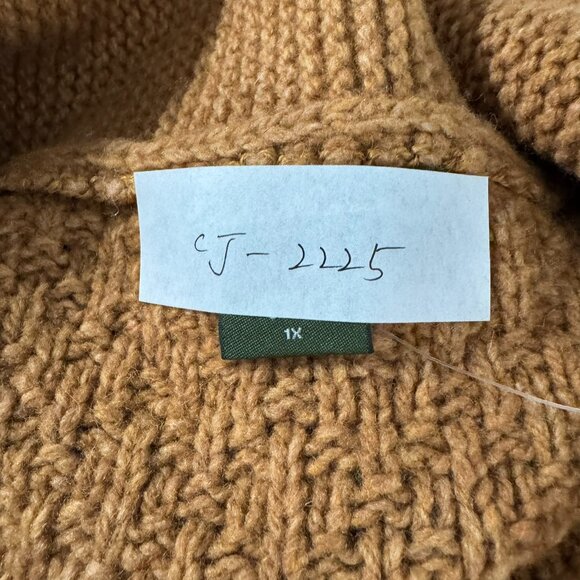 Eddie Bauer Shawl Collar Cardigan Sweater 1X Cable Knit Brown NWOT CJ-2225 - Picture 2 of 9